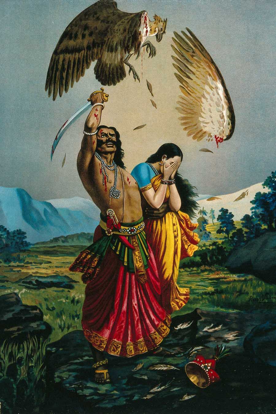 Ravana slaughtering Jatayu the vulture
