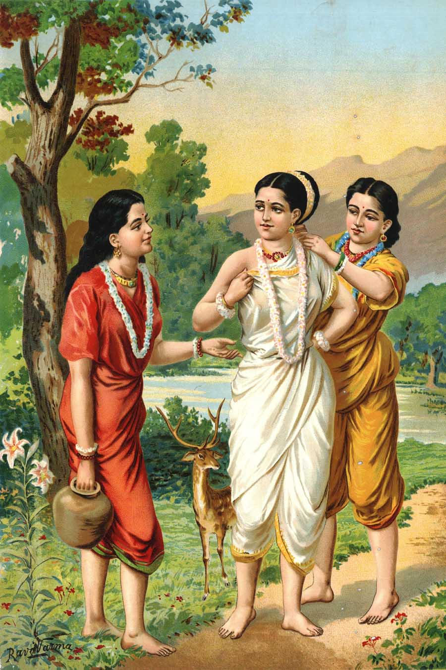 Shakuntala and Sakhis