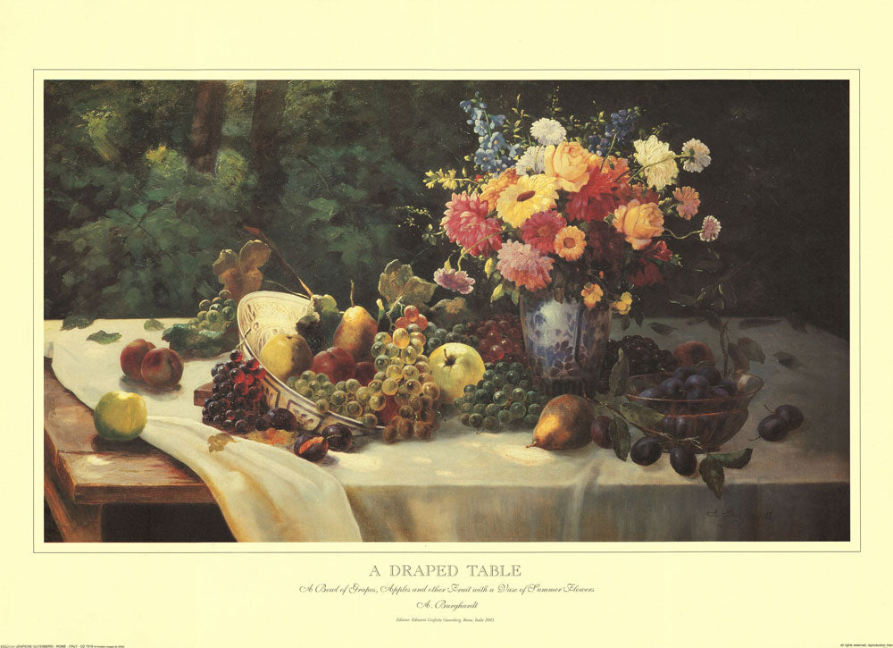 Vase Of Flowers And Fruit