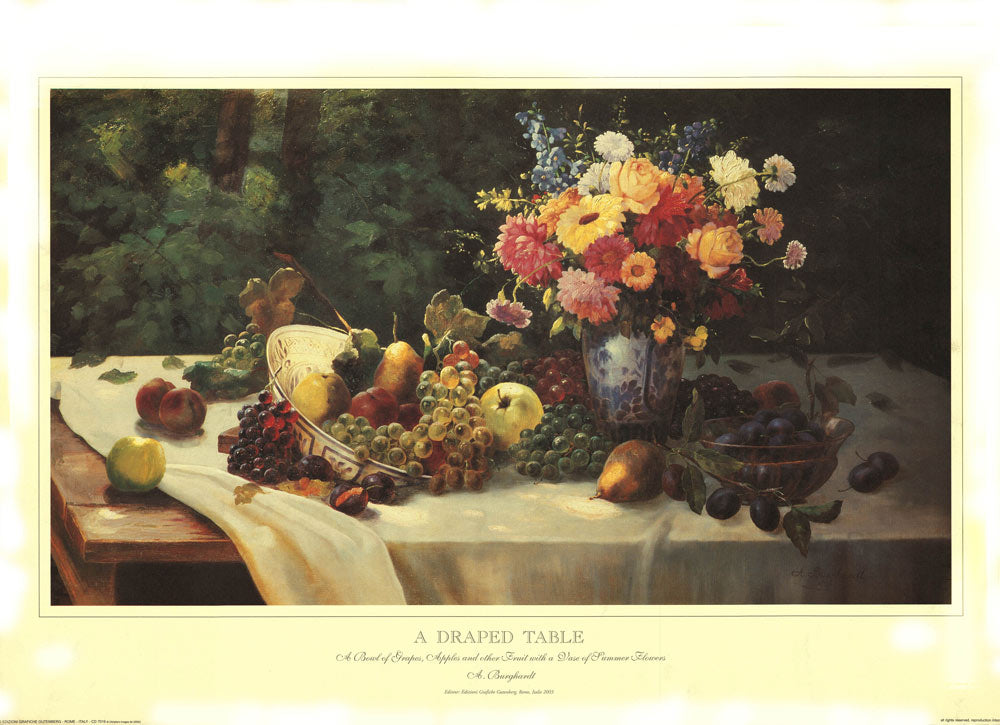 Vase Of Flowers And Fruits