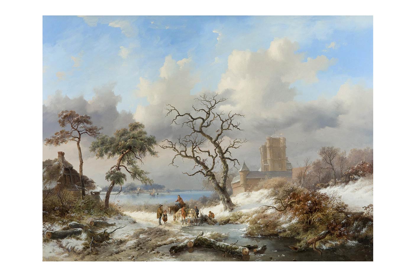 Nederlands Winterlandschap Met Figuren