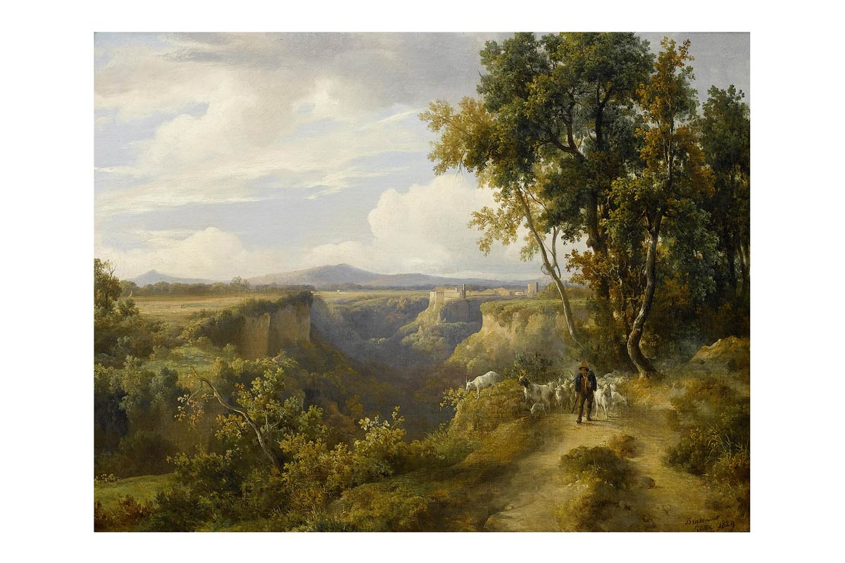 A Goatherd And His Flock In An Italian Landscape
