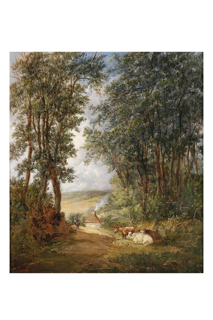 Forest Landscape With Resting Cows 1851