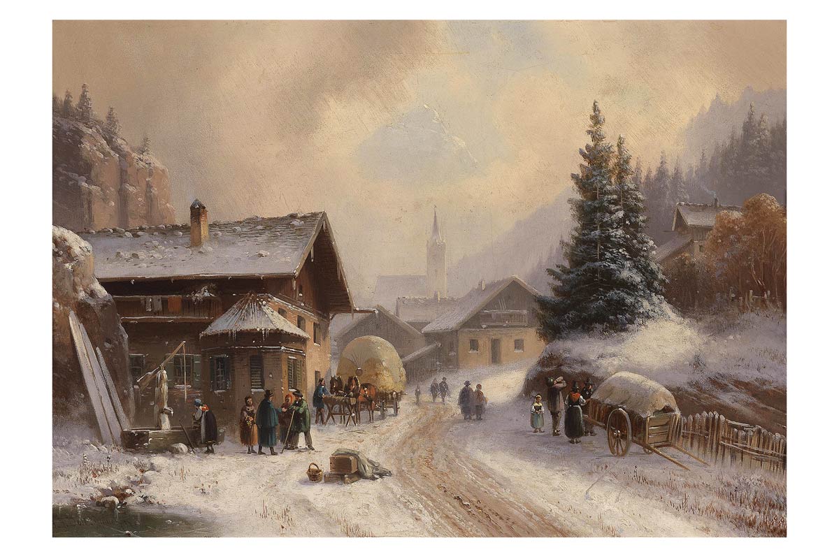 Village Street In Winter (1887)