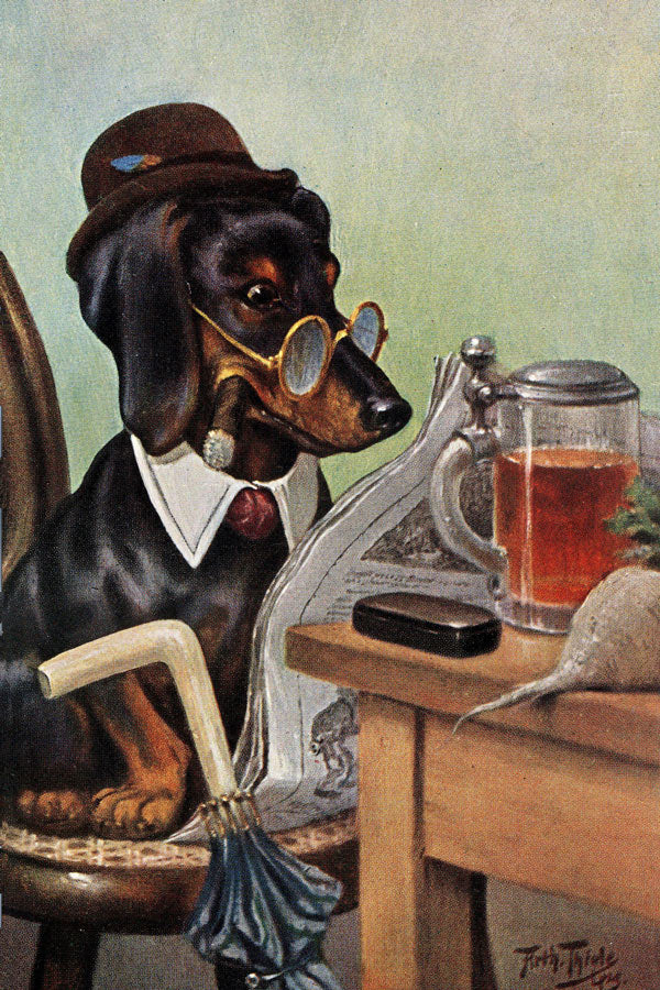 Humanized Dog Newspaper Reader