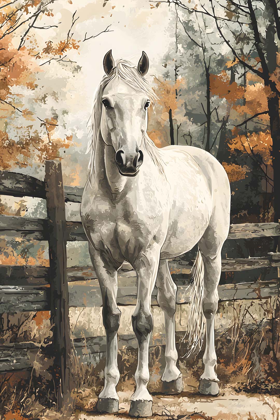 A White Horse Standing Near Fench