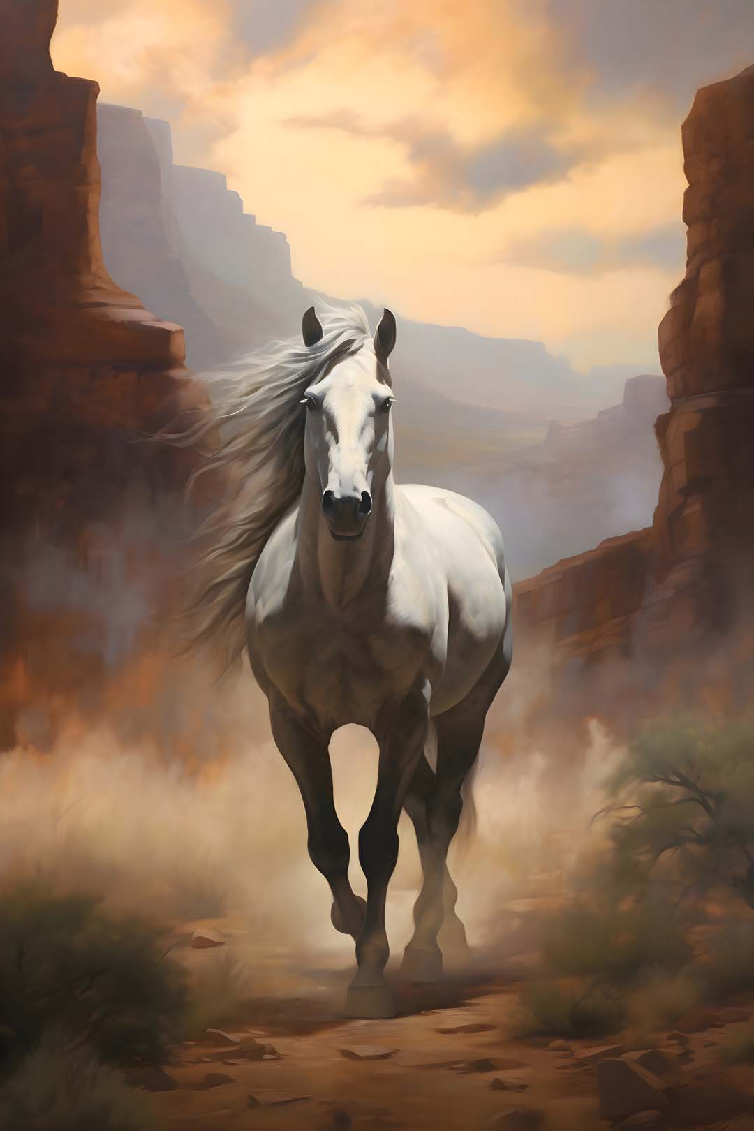 White Horse in Desert