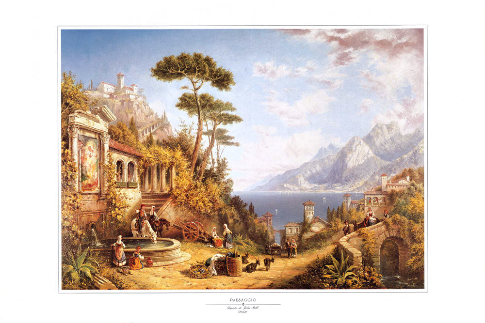 Italian Lake Scene with Figures on a Terrace in the Foreground, 1869