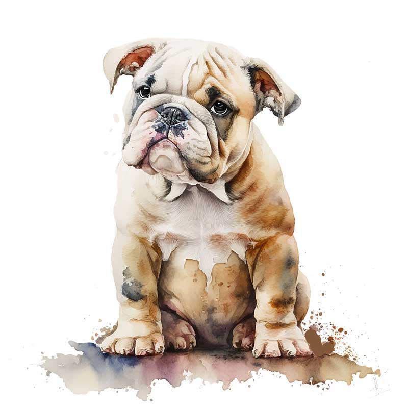 AquaBulldog Dreams: A Watercolor Tribute to Bulldog Charm