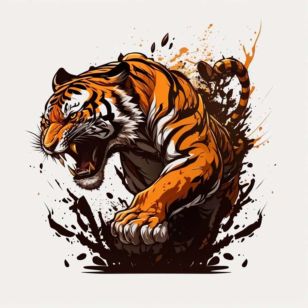 Rippling Majesty: A Tiger's Essence in Watercolor