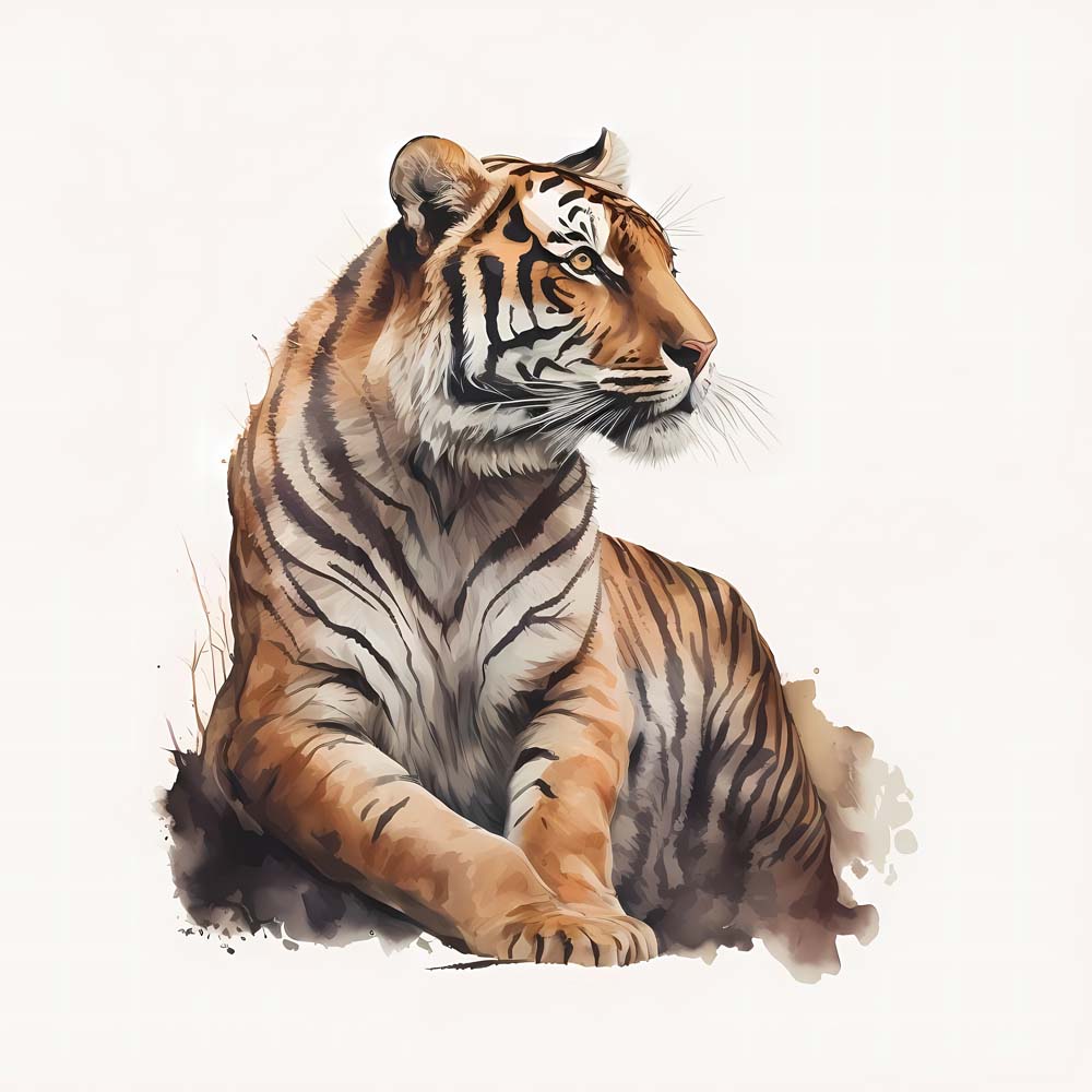 Rippling Majesty: A Tiger's Essence in Watercolor