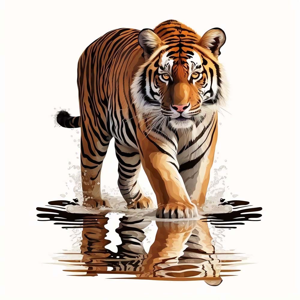 Rippling Majesty: A Tiger's Essence in Watercolor