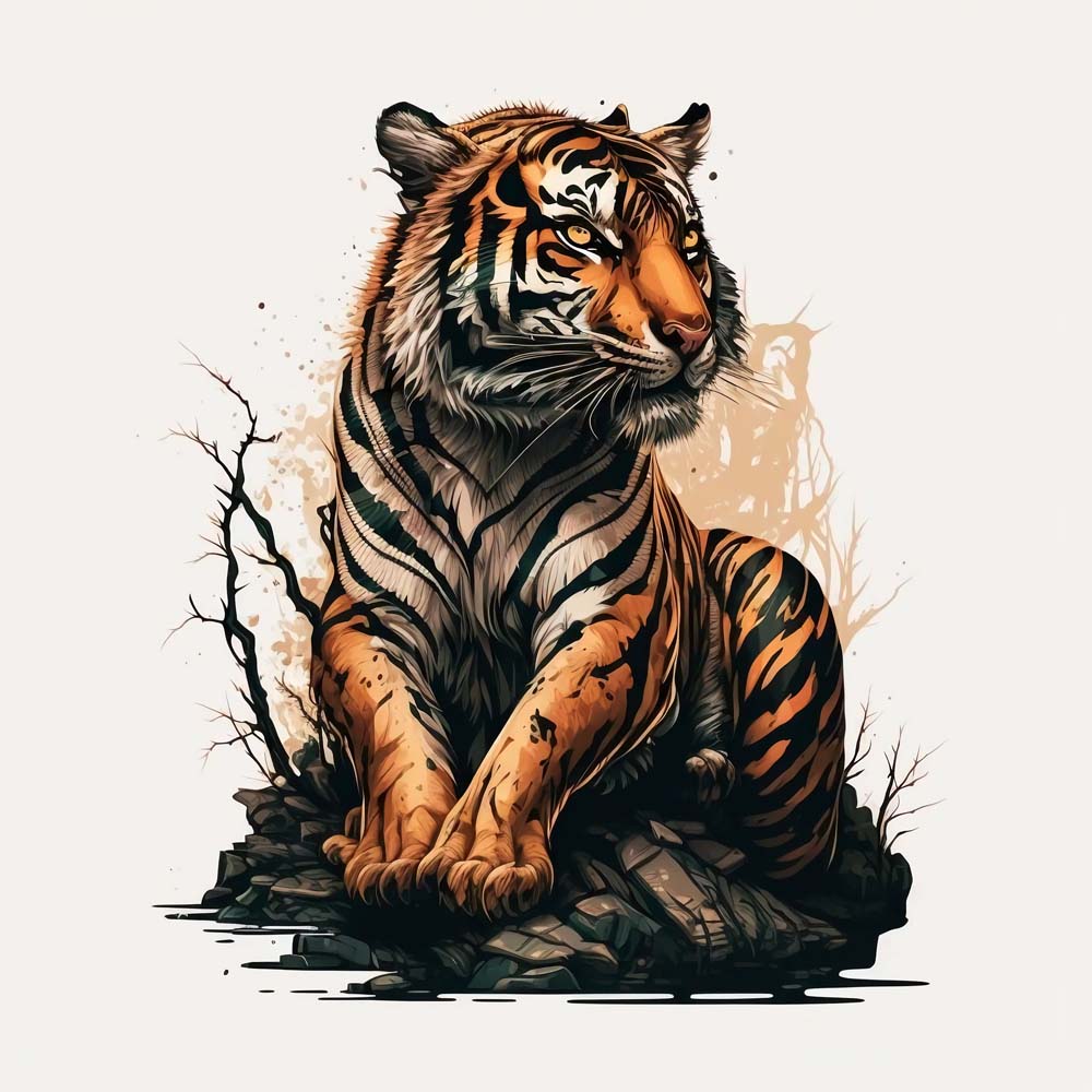 Rippling Majesty: A Tiger's Essence in Watercolor