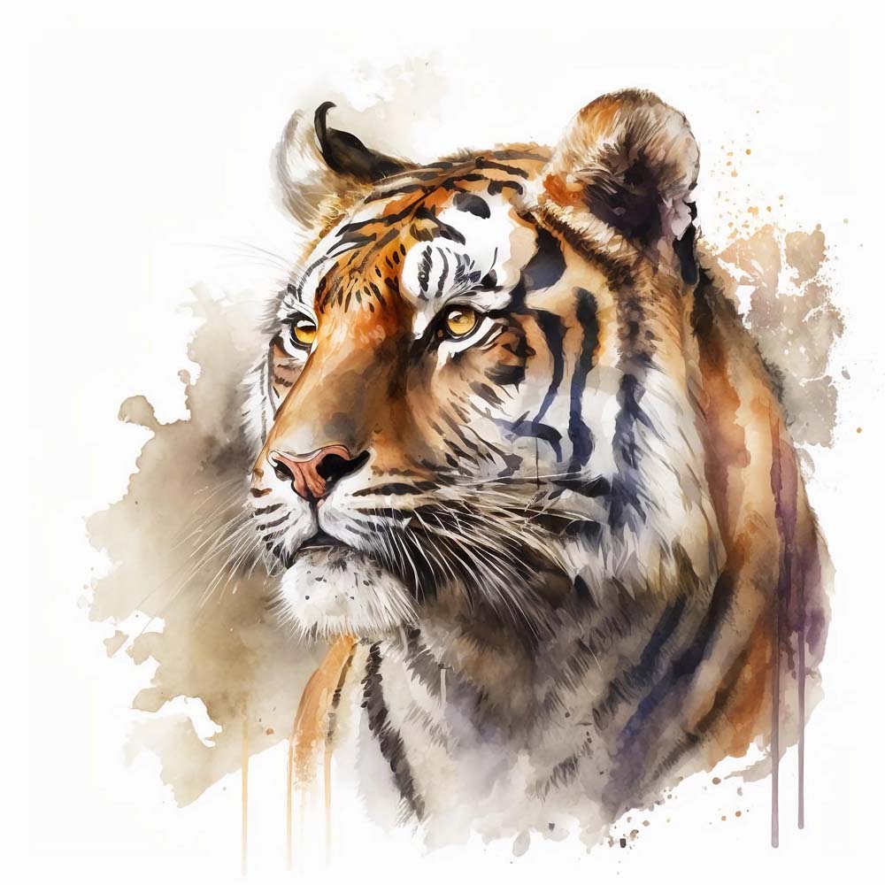 Rippling Majesty: A Tiger's Essence in Watercolor