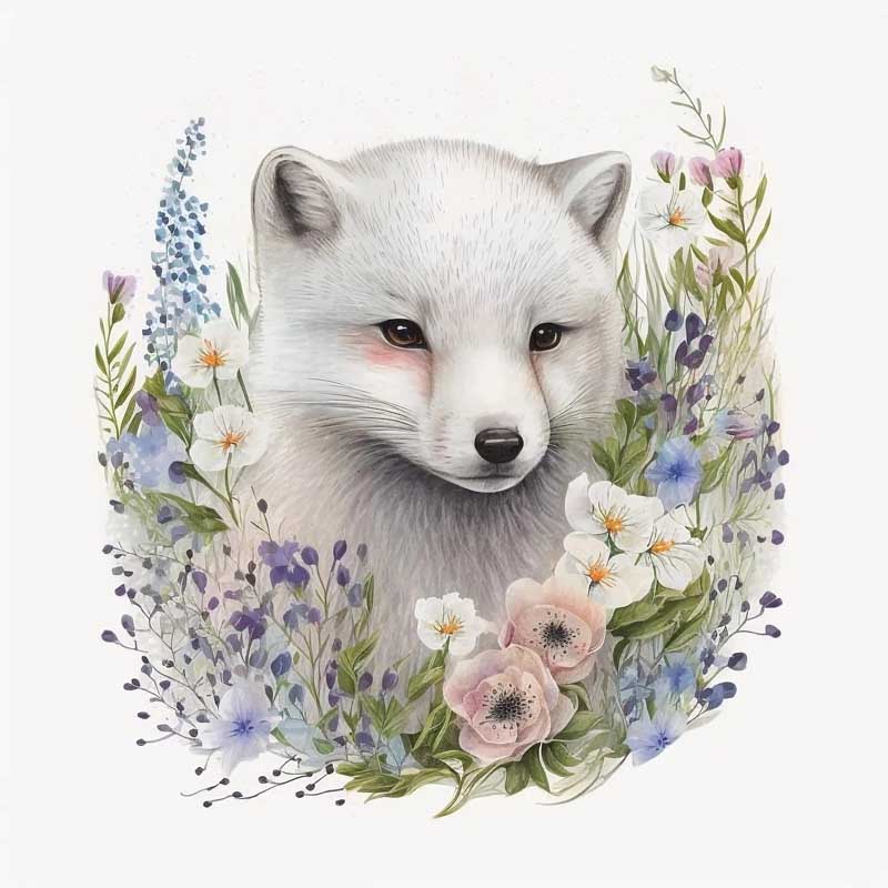 Blooms of the Arctic: A Floral Portrait of the Majestic Fox