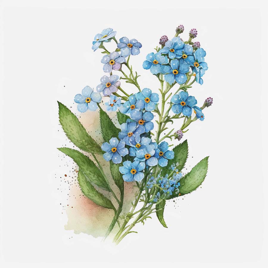 Everlasting Bonds: Forget-Me-Not and Leaves