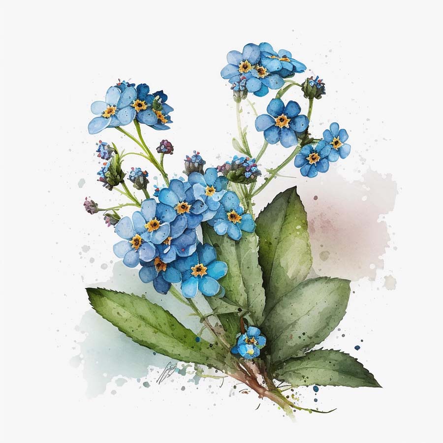 Everlasting Bonds: Forget-Me-Not and Leaves