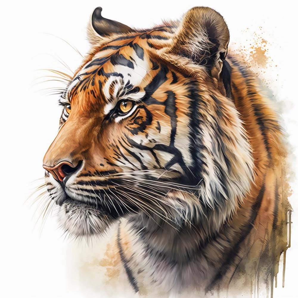 Rippling Majesty: A Tiger's Essence in Watercolor