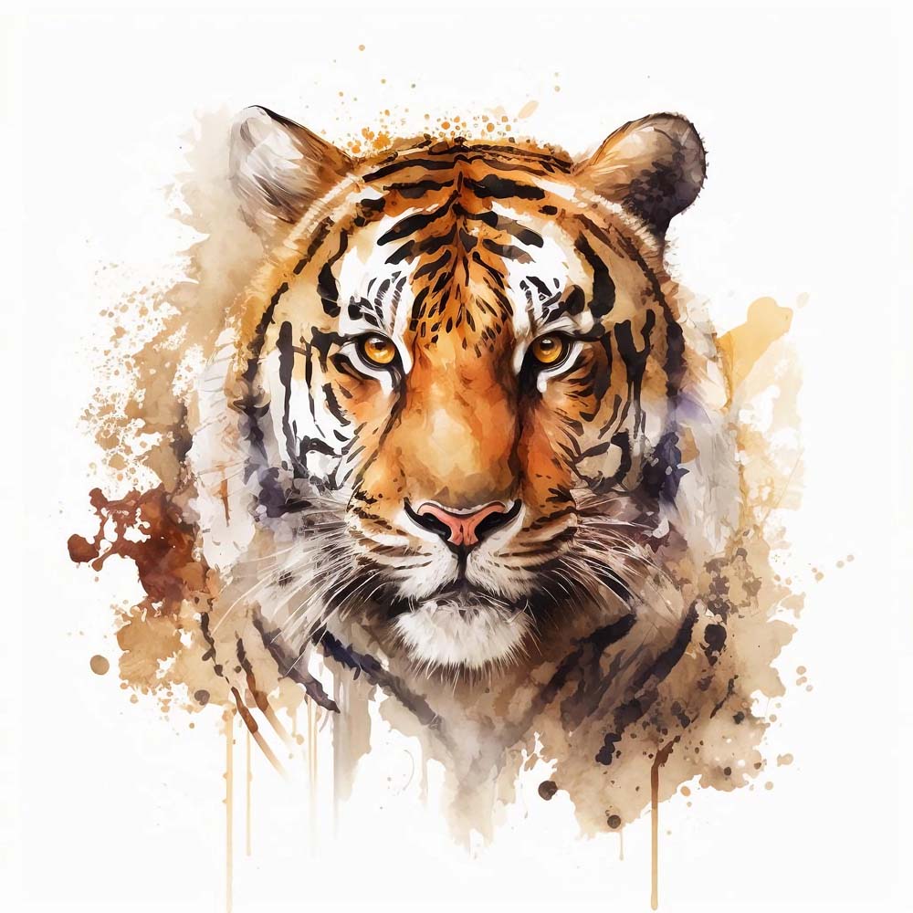 Rippling Majesty: A Tiger's Essence in Watercolor