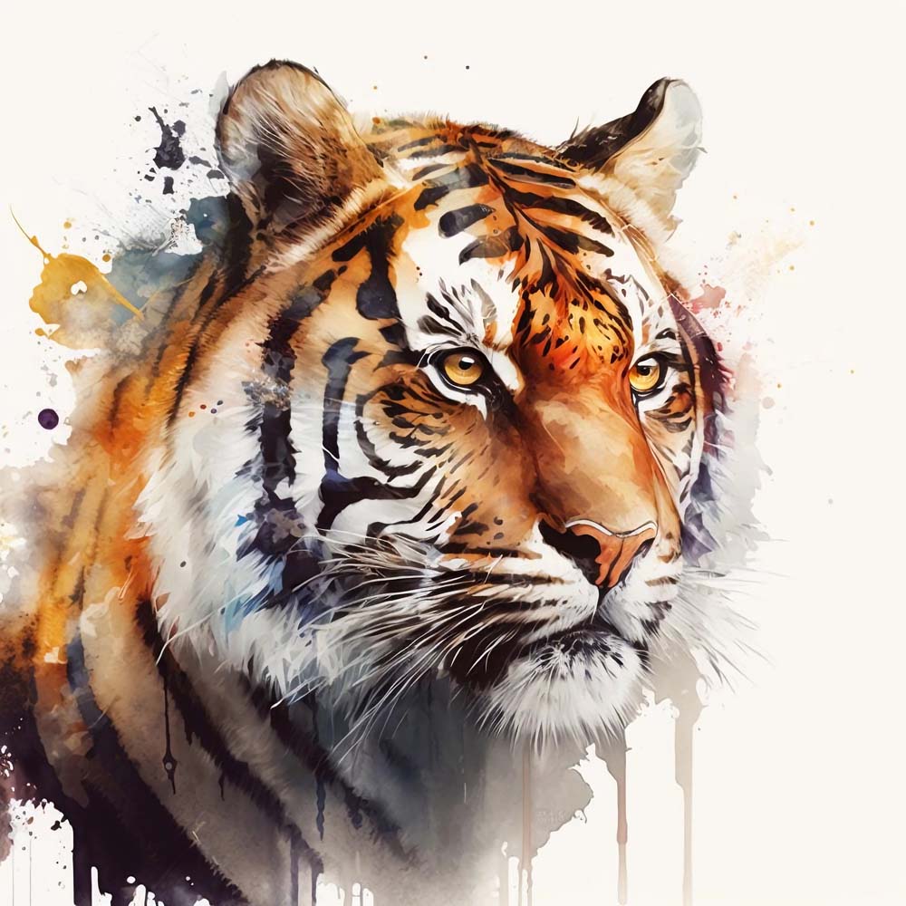 Rippling Majesty: A Tiger's Essence in Watercolor