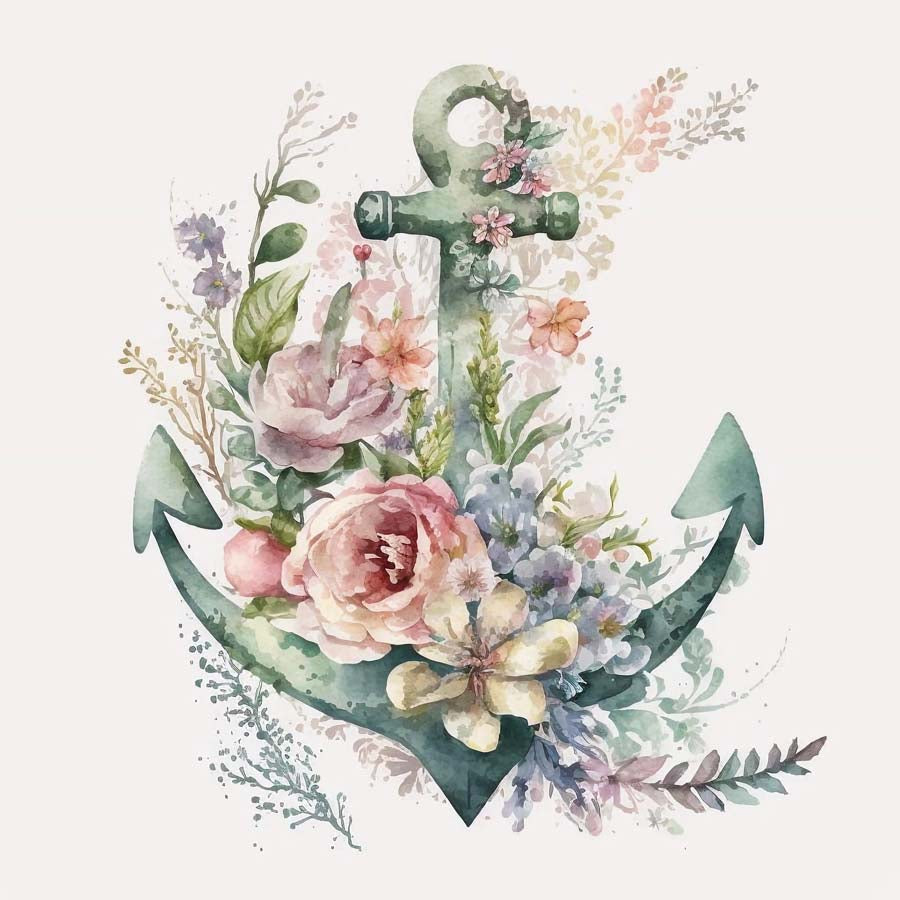 Nautical Blooms: Anchor and Floral Fusion
