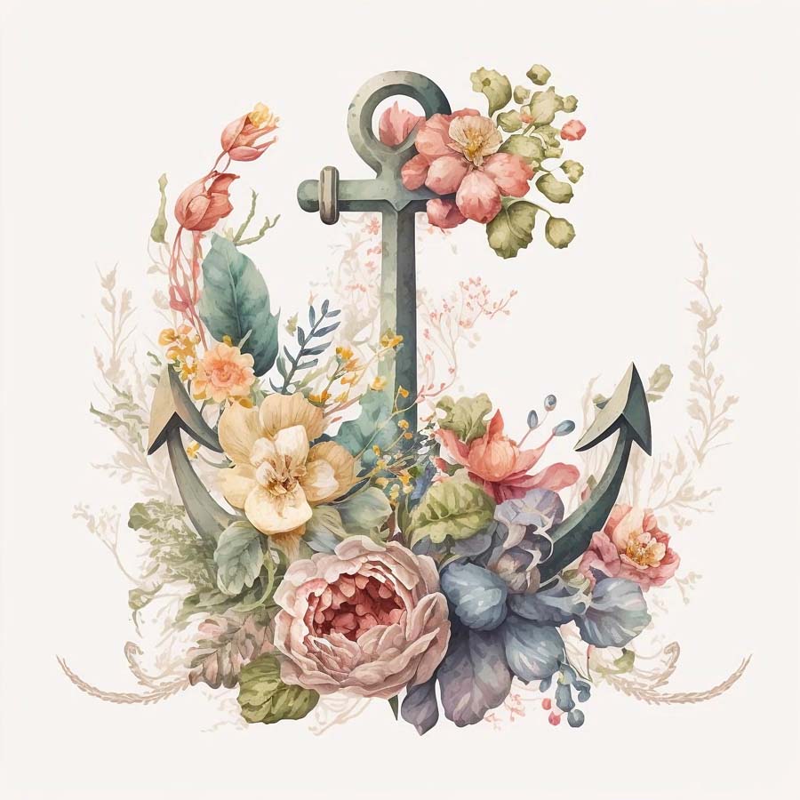Nautical Blooms: Anchor and Floral Fusion