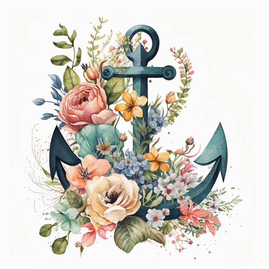 Nautical Blooms: Anchor and Floral Fusion