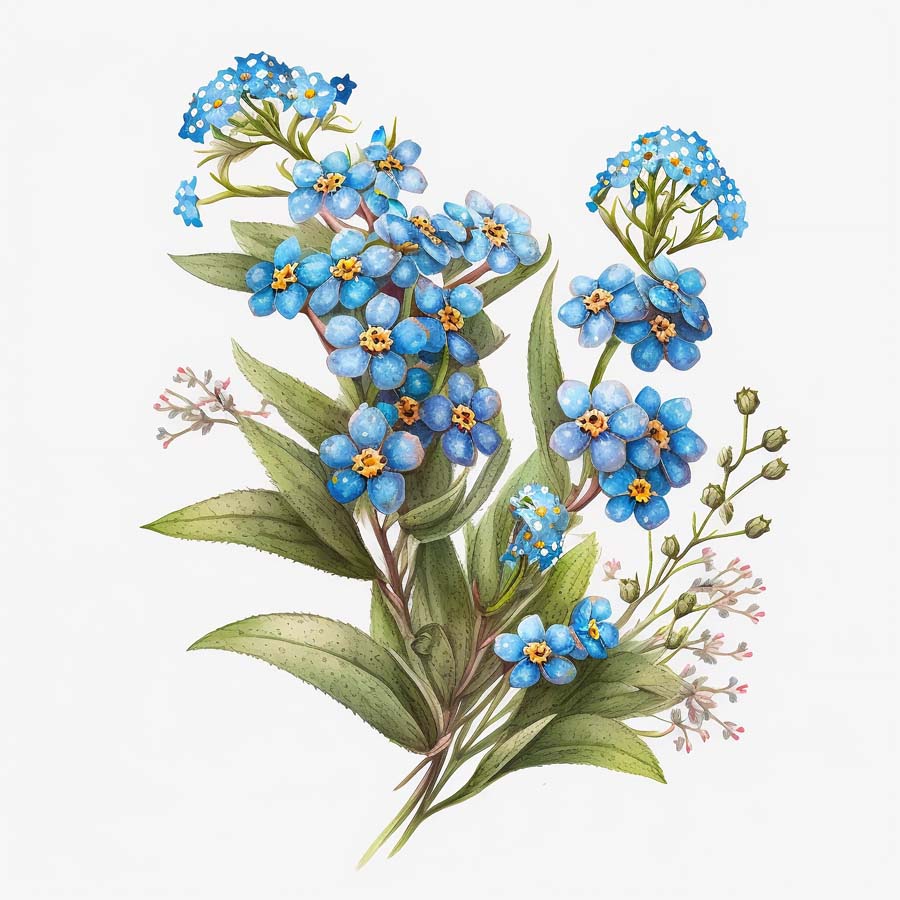 Everlasting Bonds: Forget-Me-Not and Leaves