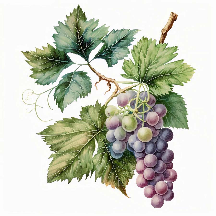 Harvest Symphony: Bunch of Grapes and Leaves