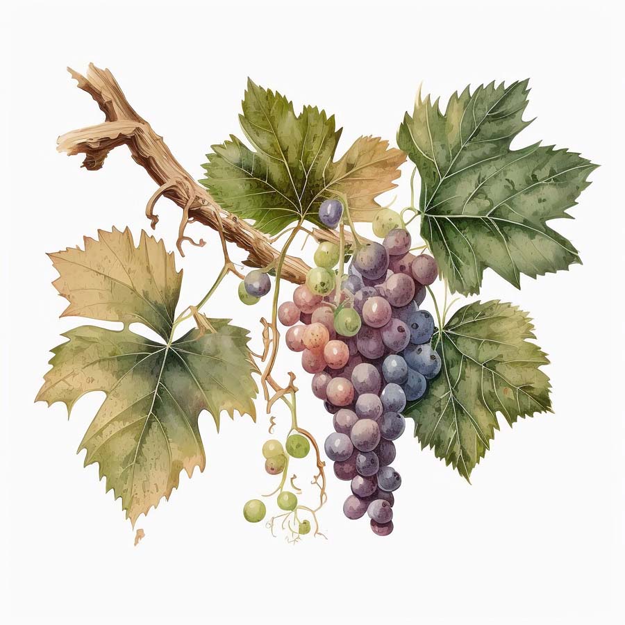 Harvest Symphony: Bunch of Grapes and Leaves