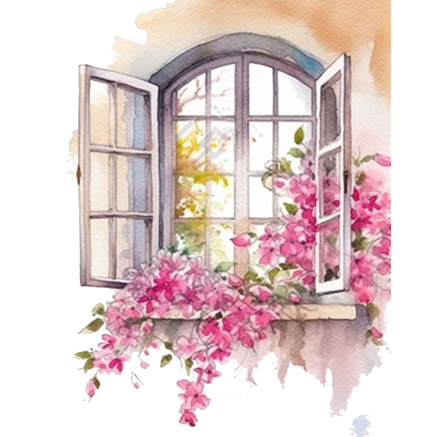 Window to Spring: A Glimpse of Blossoms