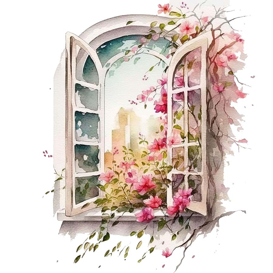 Window to Spring: A Glimpse of Blossoms