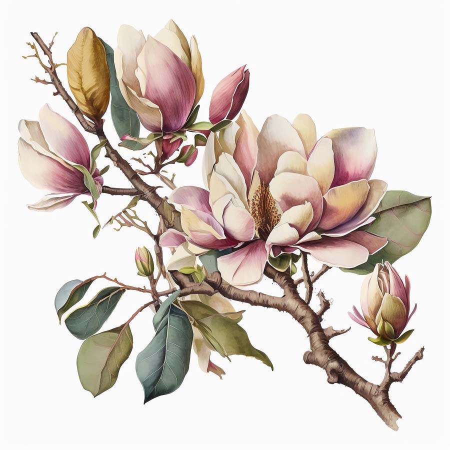 Magnolia Serenity: Artful Blooms