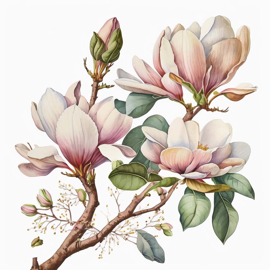 Magnolia Serenity: Artful Blooms