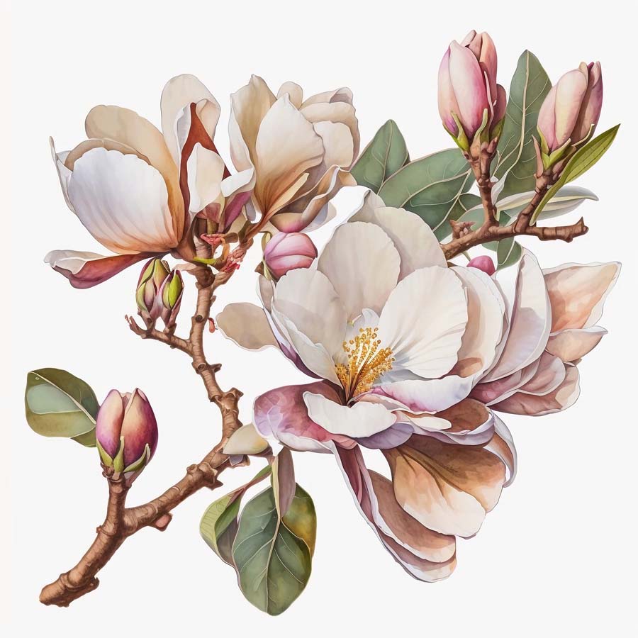 Magnolia Serenity: Artful Blooms