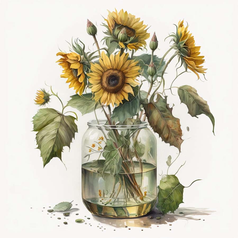 Sunny Embrace: Sunflowers in a Mason Jar