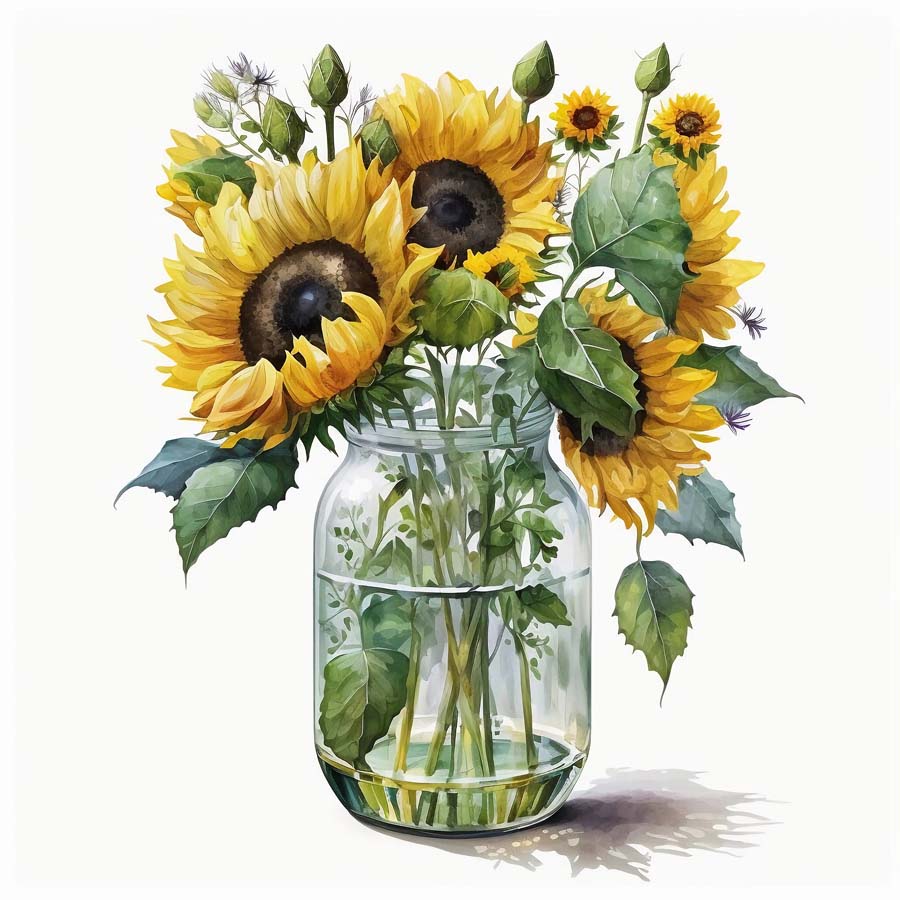 Sunny Embrace: Sunflowers in a Mason Jar