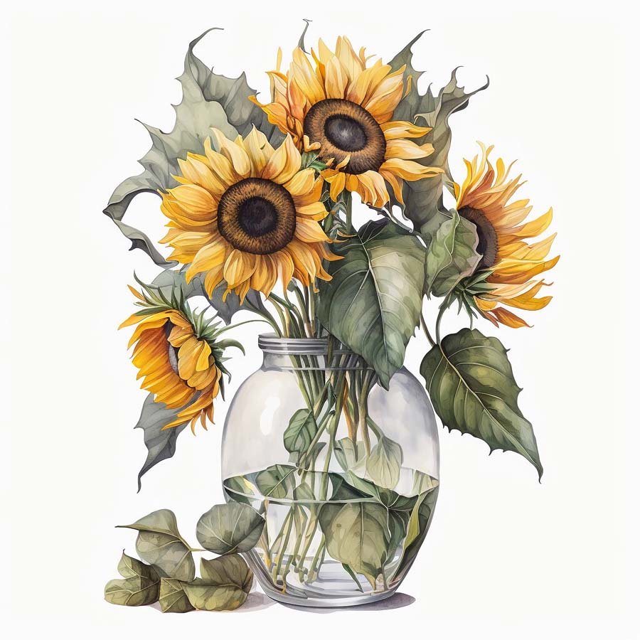 Sunny Embrace: Sunflowers in a Mason Jar