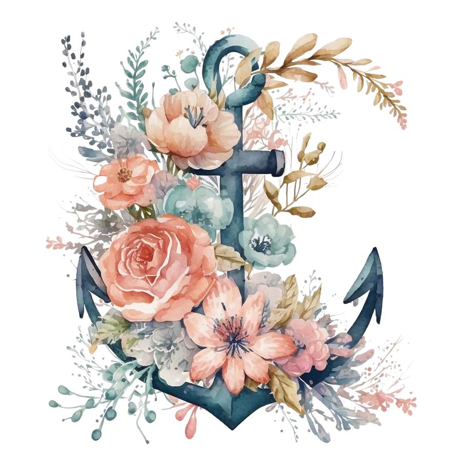 Nautical Blooms: Anchor and Floral Fusion