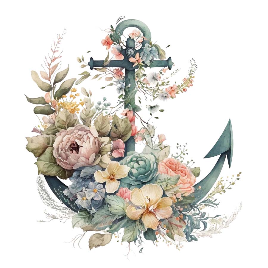 Nautical Blooms: Anchor and Floral Fusion