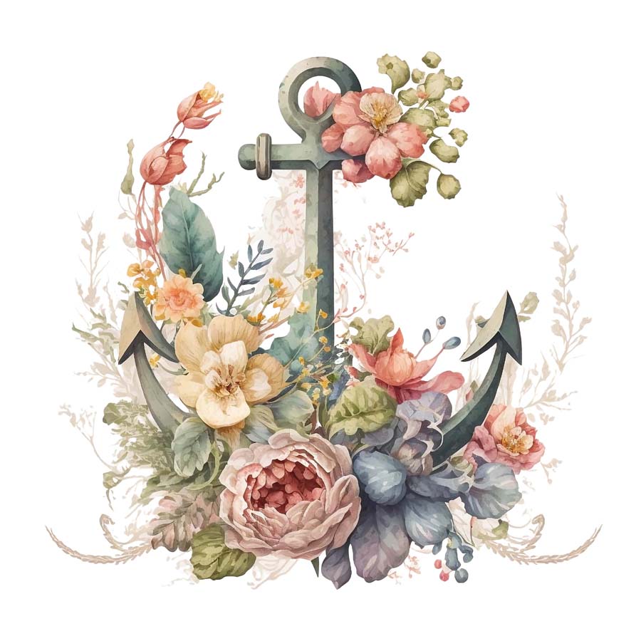 Nautical Blooms: Anchor and Floral Fusion