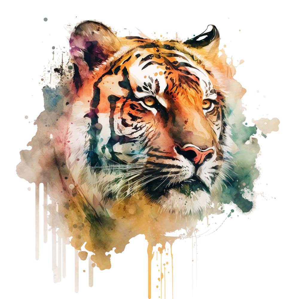 Rippling Majesty: A Tiger's Essence in Watercolor