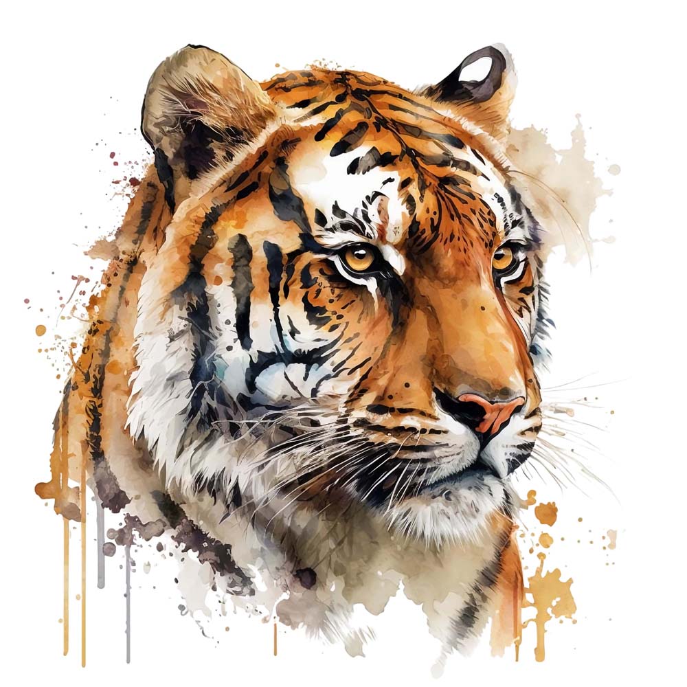 Rippling Majesty: A Tiger's Essence in Watercolor