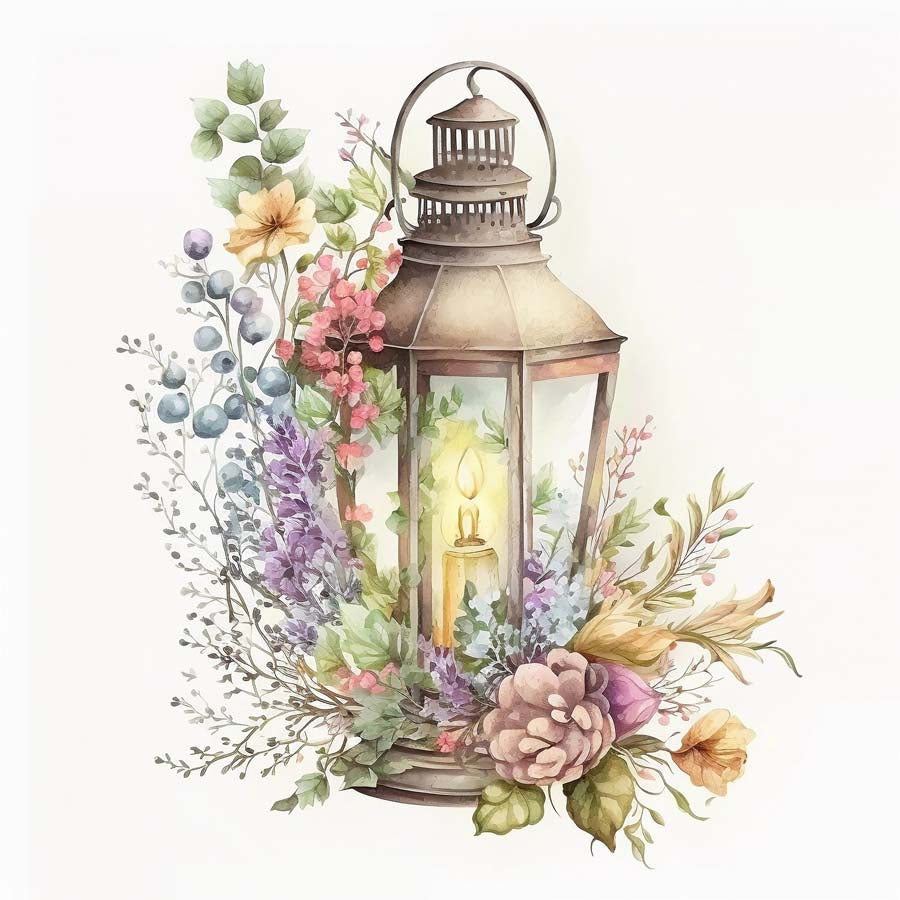 Illuminated Blooms: Lantern Adorned with Flowers