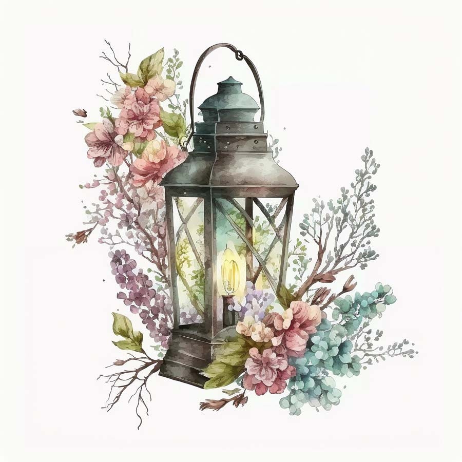 Illuminated Blooms: Lantern Adorned with Flowers