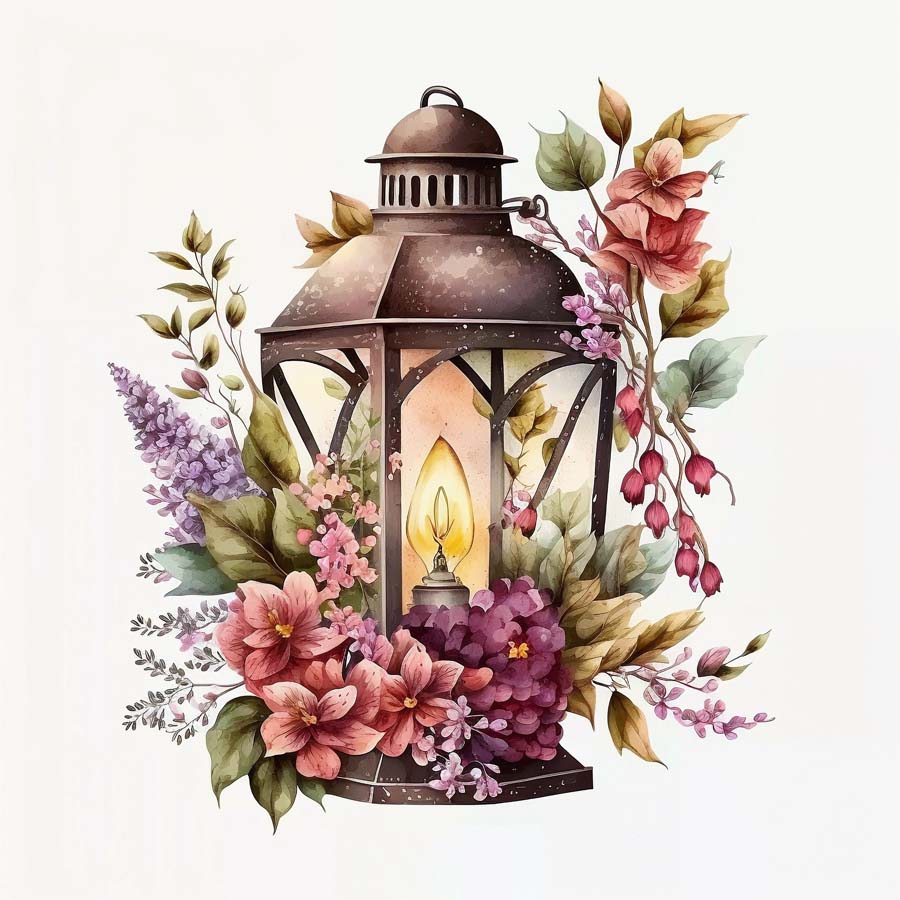 Illuminated Blooms: Lantern Adorned with Flowers