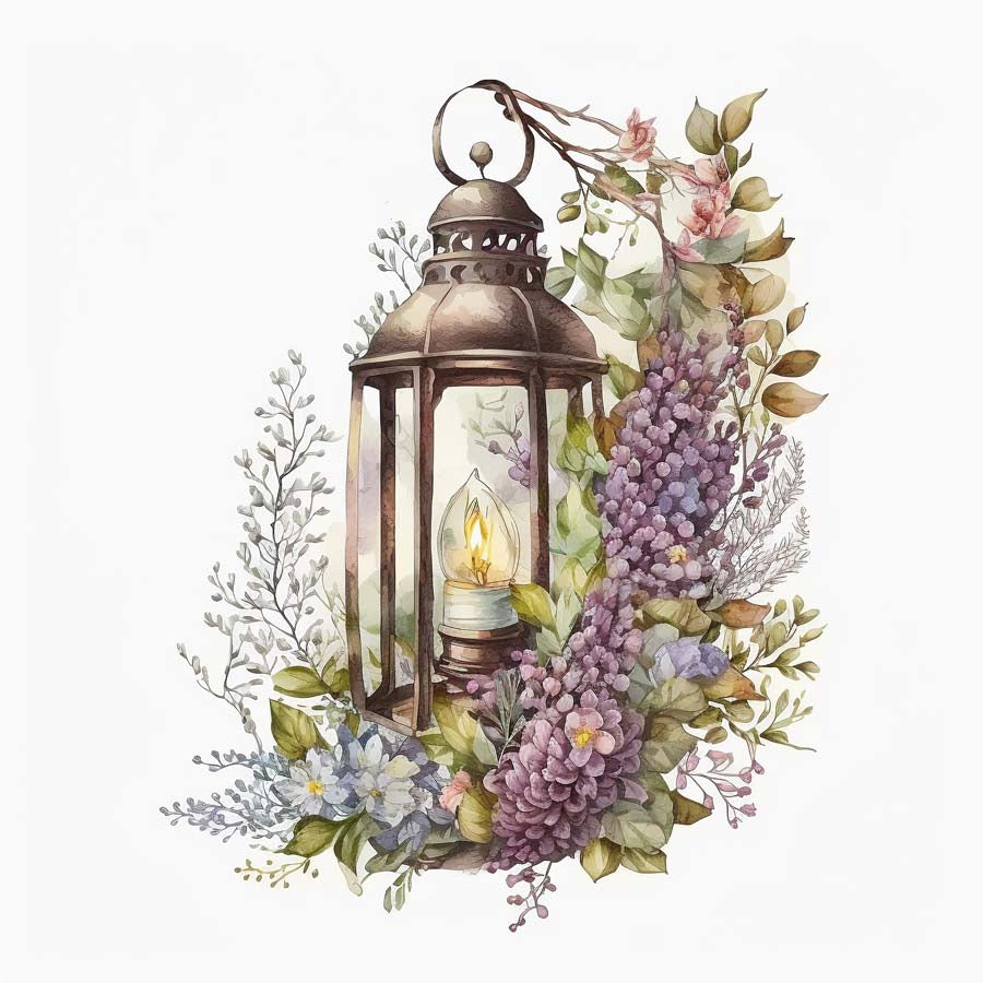 Illuminated Blooms: Lantern Adorned with Flowers