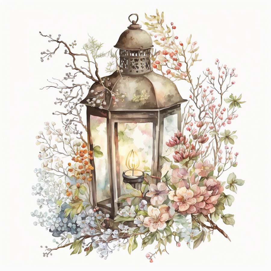 Illuminated Blooms: Lantern Adorned with Flowers