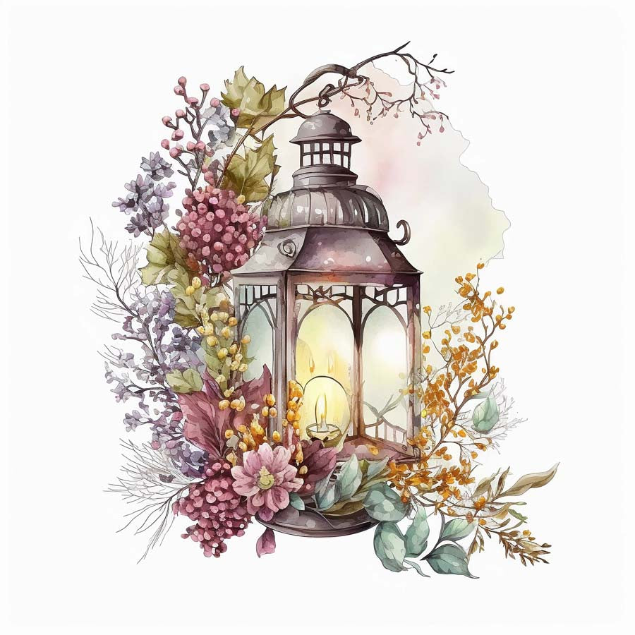 Illuminated Blooms: Lantern Adorned with Flowers