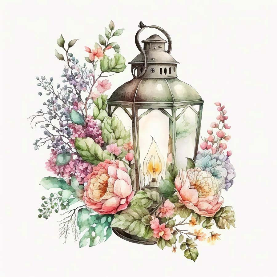 Illuminated Blooms: Lantern Adorned with Flowers